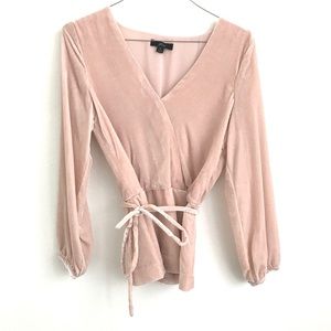 J. Crew Velvet Faux Wrap Top